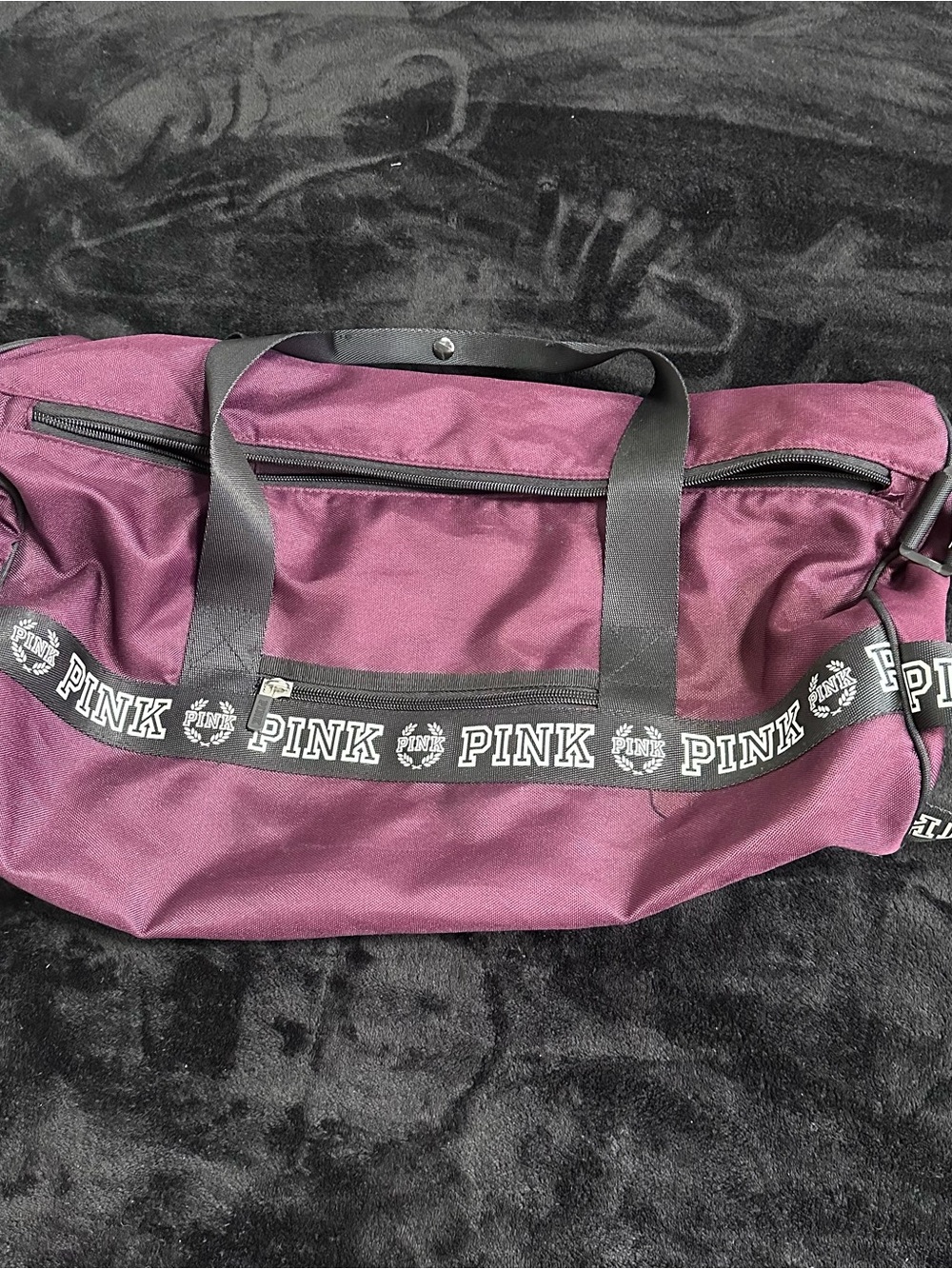 PINK Victoria's Secret Men's Plum Duffel with Branded Strap